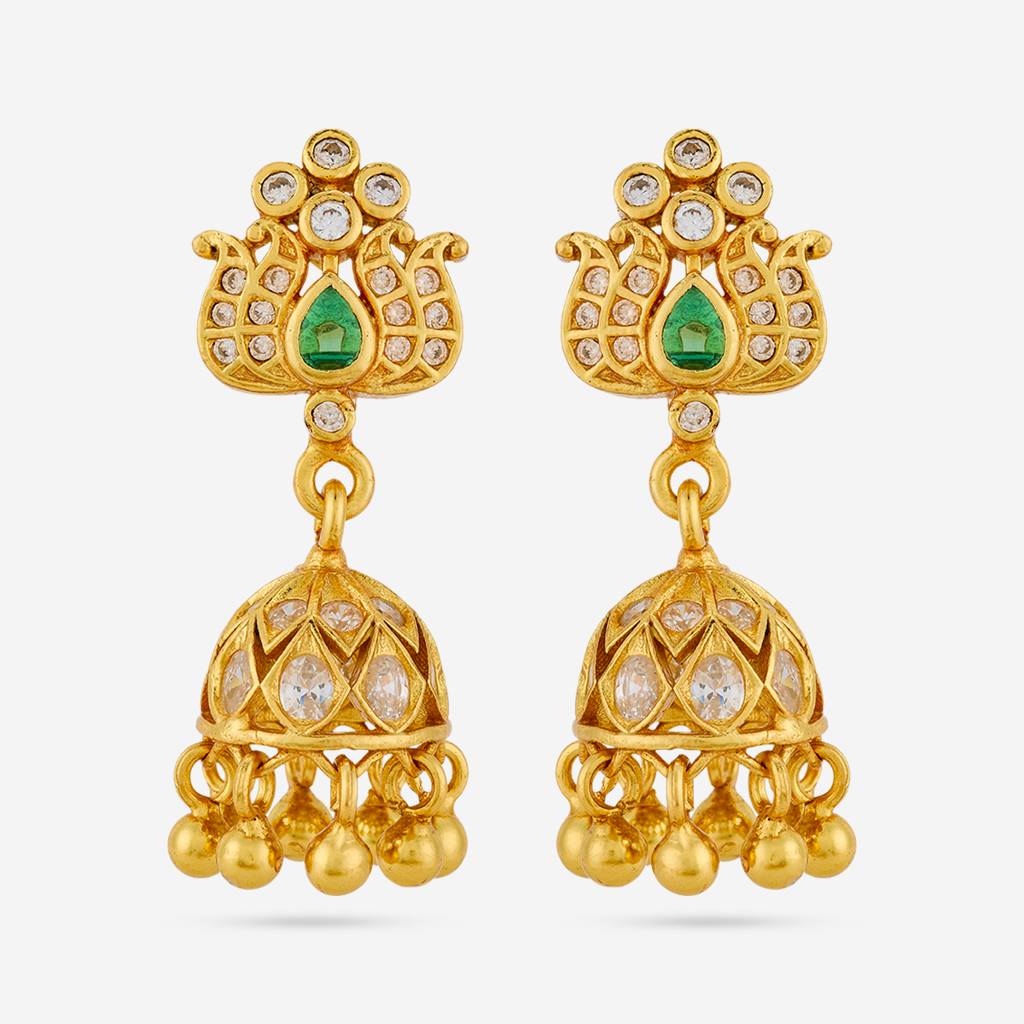 Green Gold - Plated Festive Temple Earring - 464988 : 464988