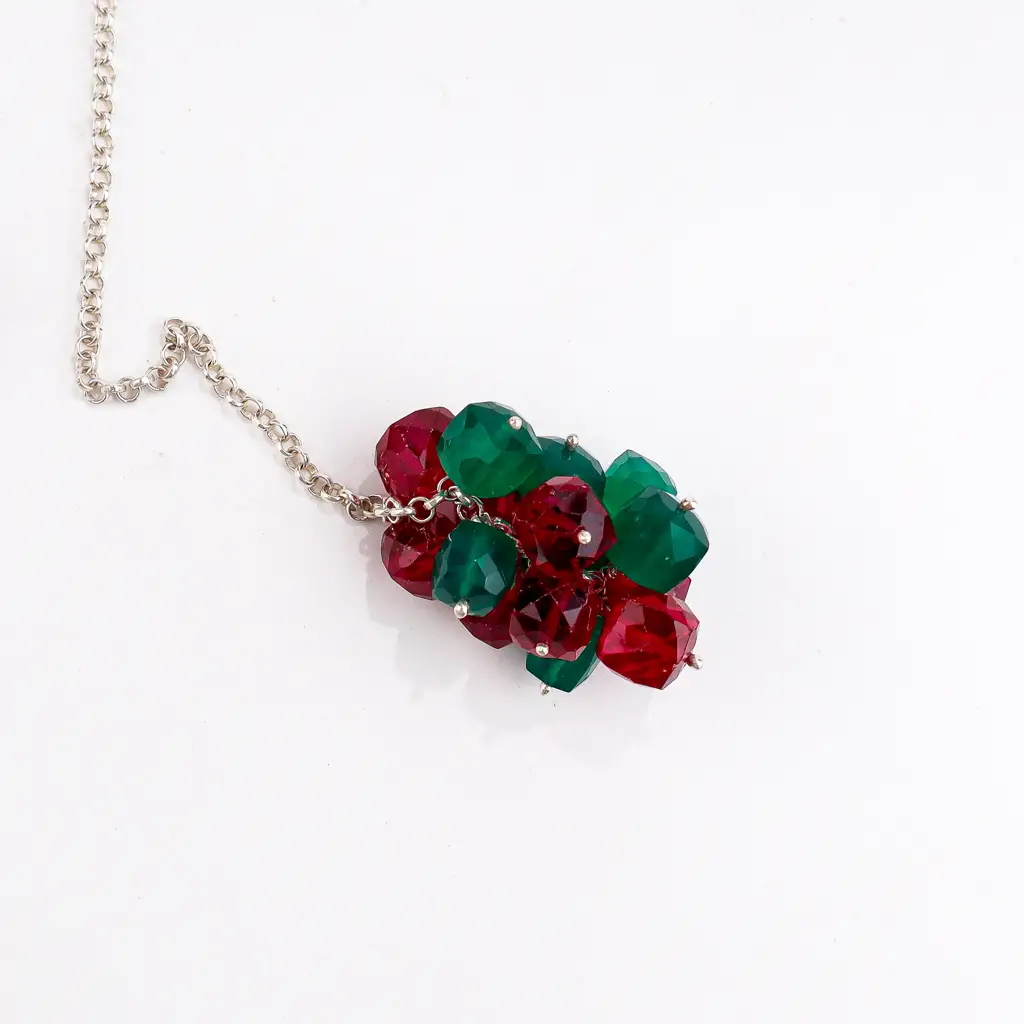 Silver Tie & Wear Necklace With Pearls And Semi Precious Stones : 5955479