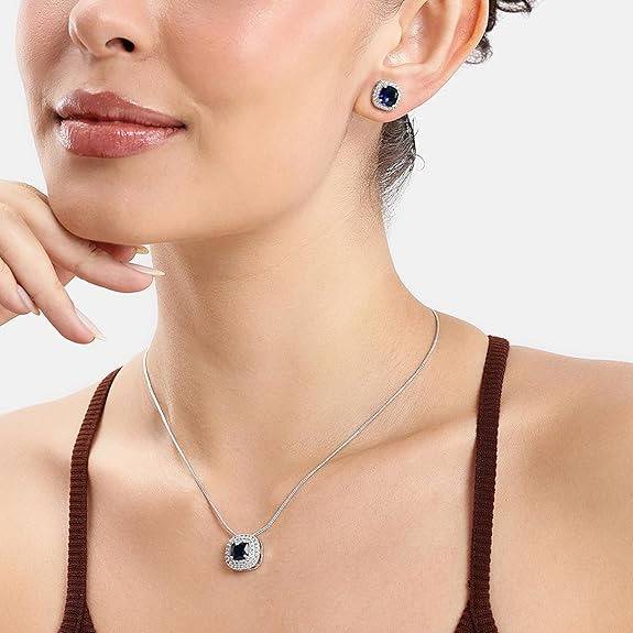 Opulent Ad Pendant Set– Trendy Party Wear : AD-857-IRBLPDER