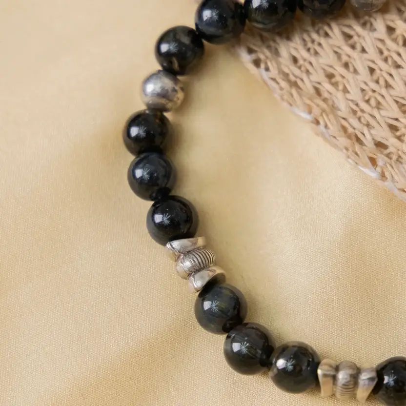 Blue Tiger Eye Silver Bracelet : ZV-BRC-NAT-007