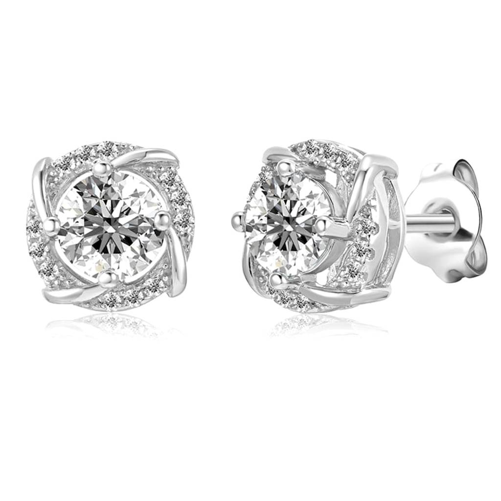 Silver Plated Cubic Zirconia Studded Pendant Chain Finger Ring & Stud Earrings Stylish Set Jewellery Gift For Women  : PX9PS08