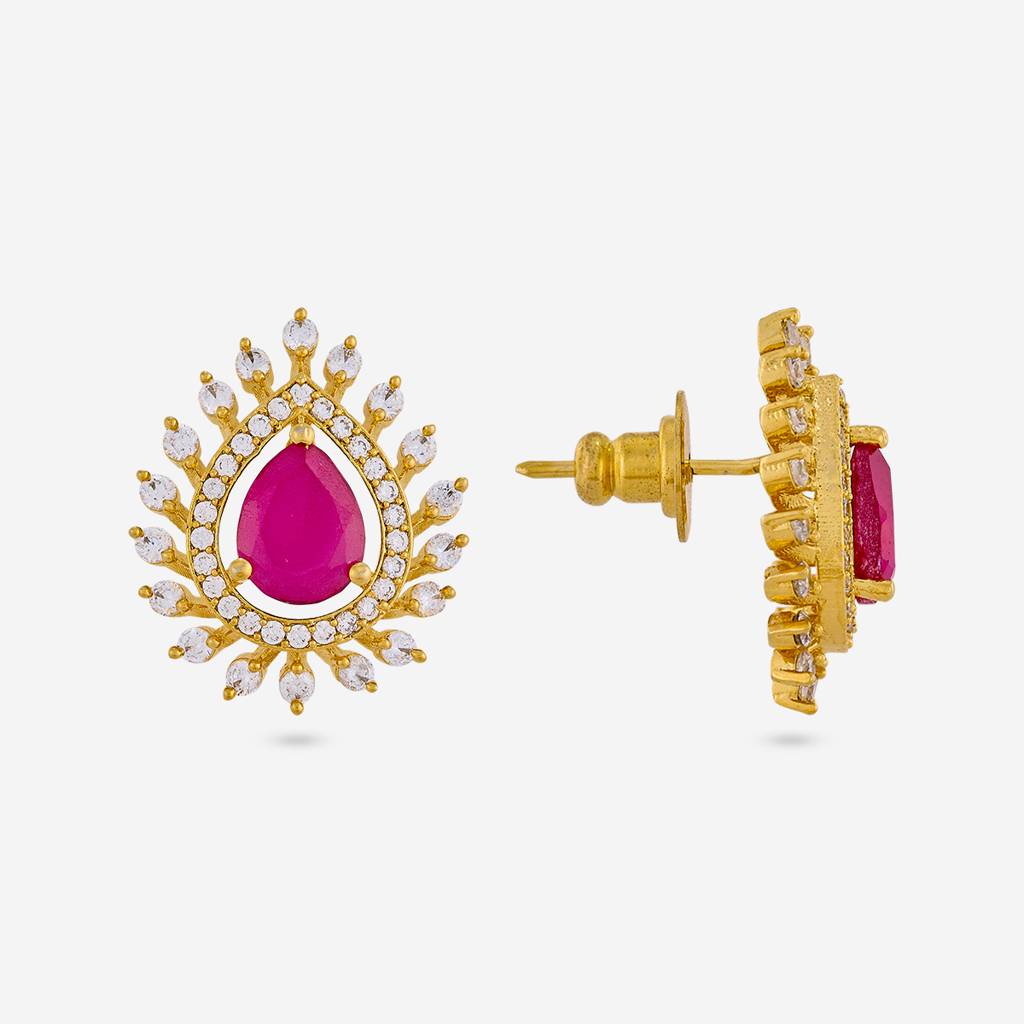Gold - Plated Party Wear Zircon Earring - 456406 : 456406