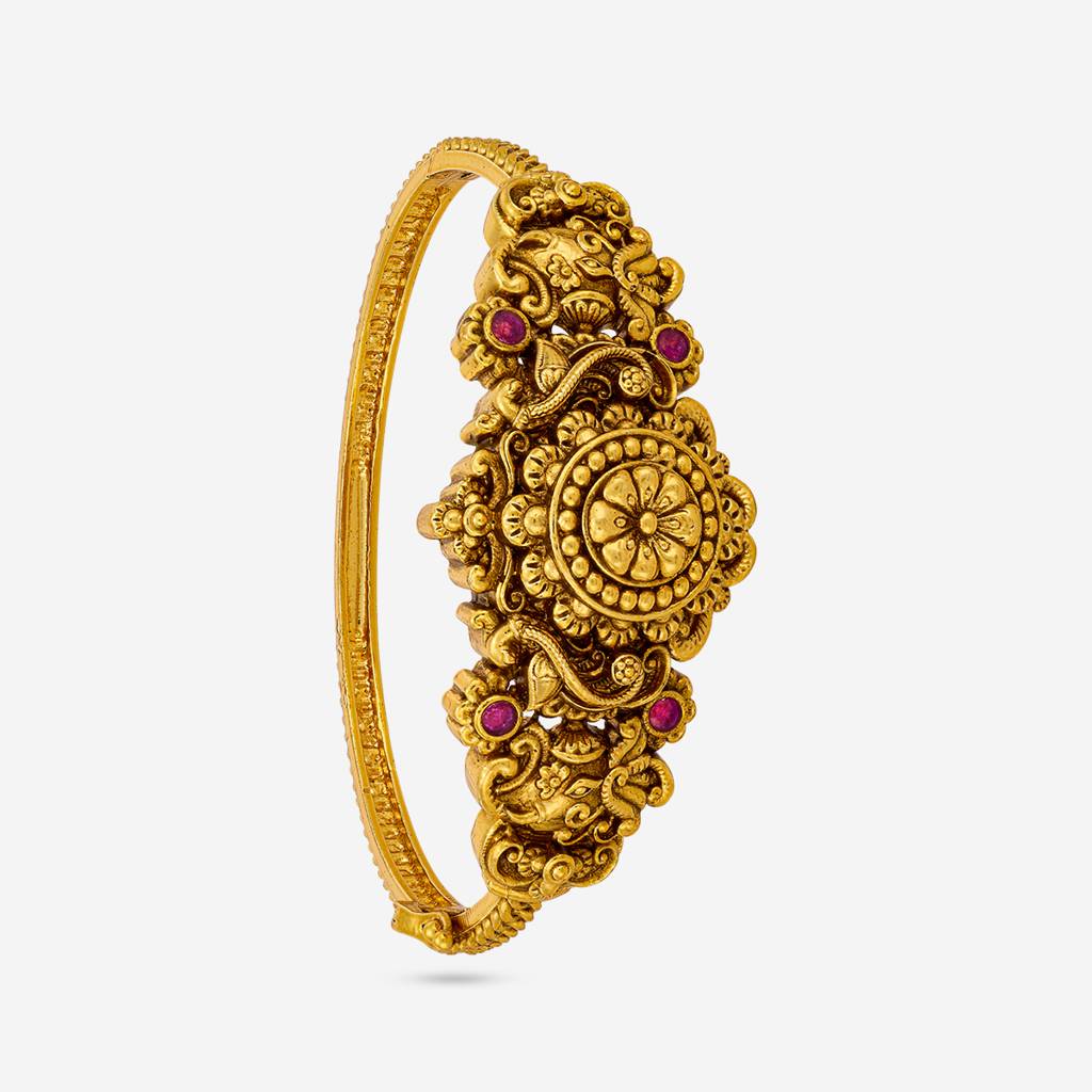 Ruby Gold - Plated Festive Antique Kada - 463455 : 463455