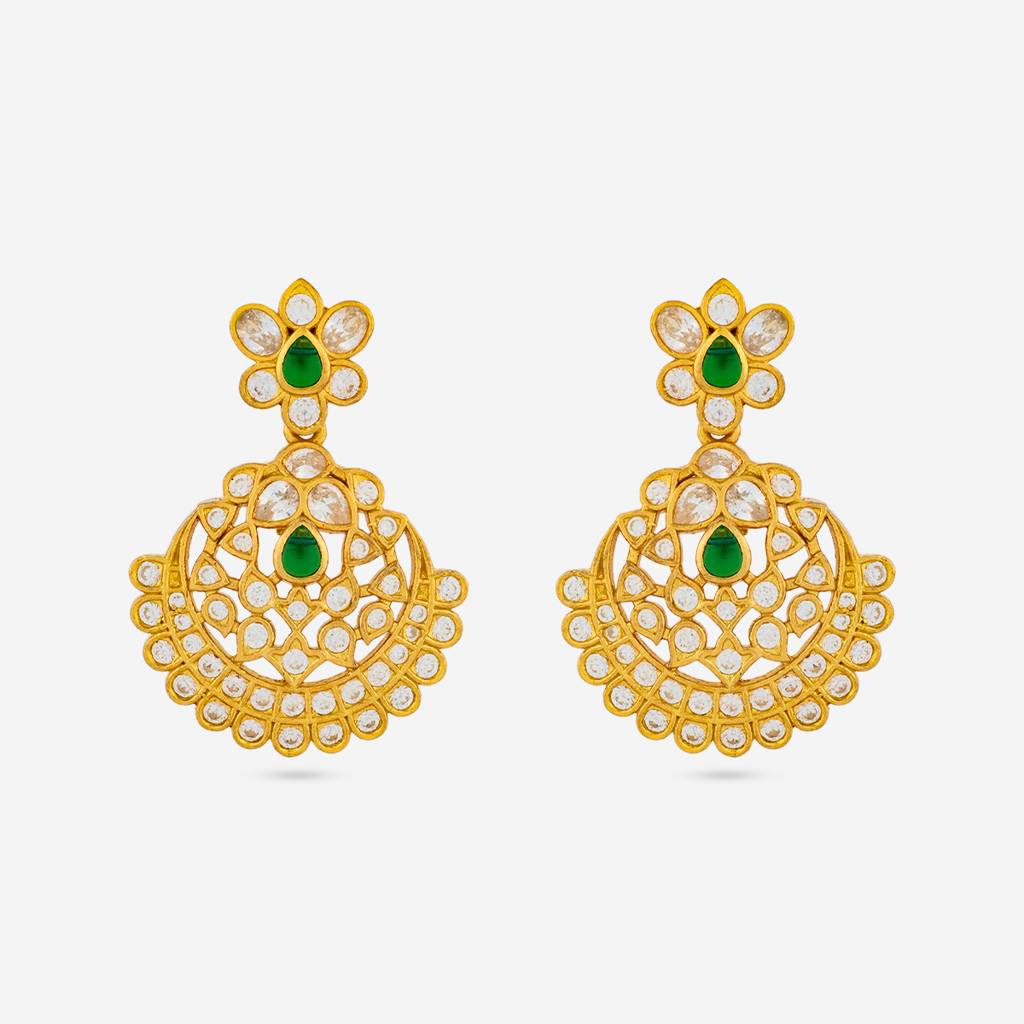 Green Gold - Plated Festive Temple Earring - 462022 : 462022