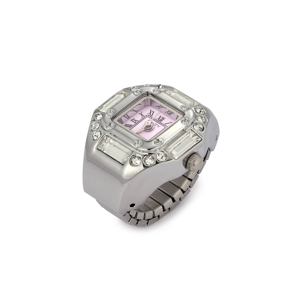 Crystal Time Watch Ring - Pink For Women & Girls : WTR-S-0047-S-PK