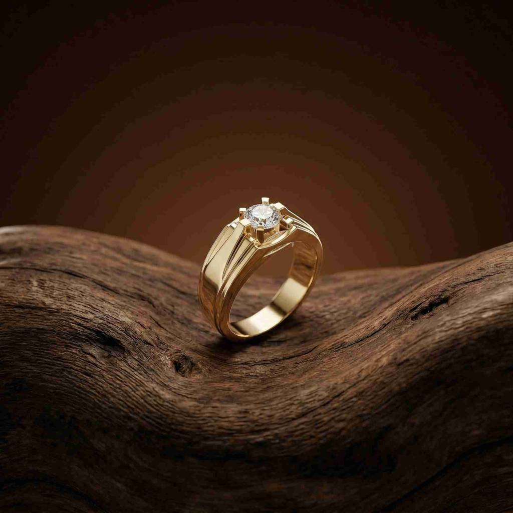 0.75Ct Moissanite Angular Groove Ring For Men'S : ZLM10110Y-14N