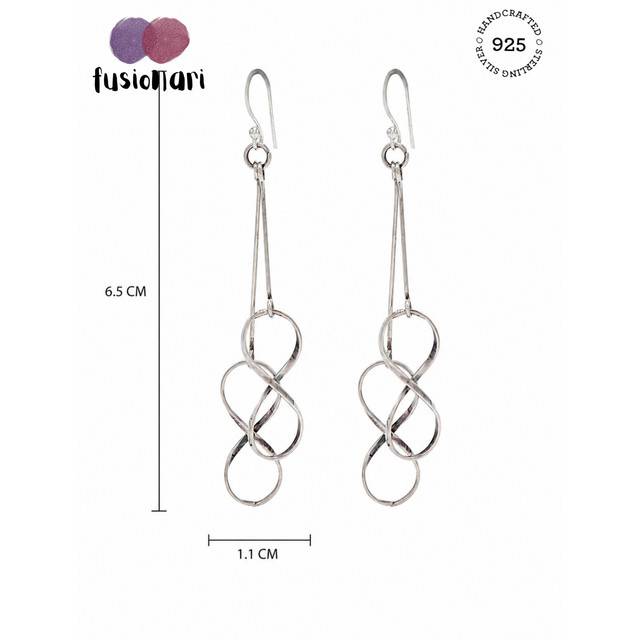 925 Sterling Silver Infinity Design Long Dangle Earrings For Women : FU-1191