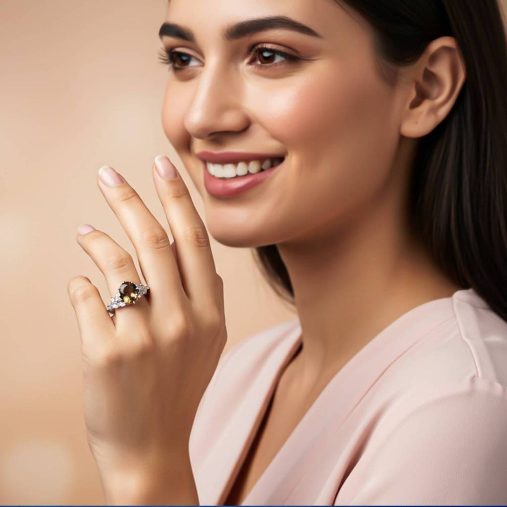 Silver Morganite Oval Halo Ring : ZLR-1198-10