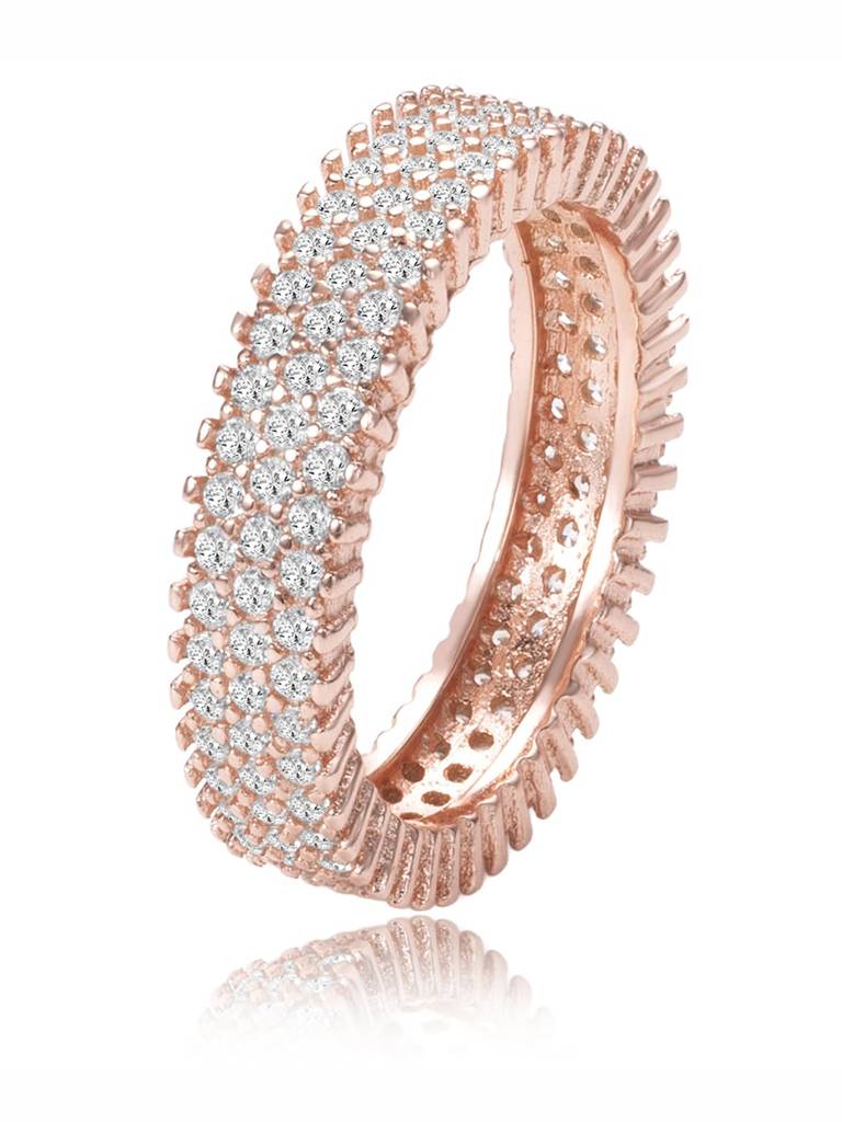 Rose Gold Plated 925 Sterling Silver Cz Studded Eternity Finger Ring Fine Jewellery Gift For Women : PR5857C-6