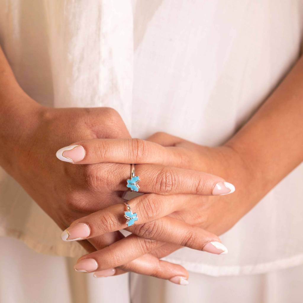 Adya Blue Mini Butterfly Toe Ring Cum Midi Ring : SK20112