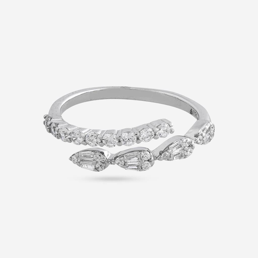 White Rodium Plated - Office Wear Silver Finger Ring - 465873 : 465873
