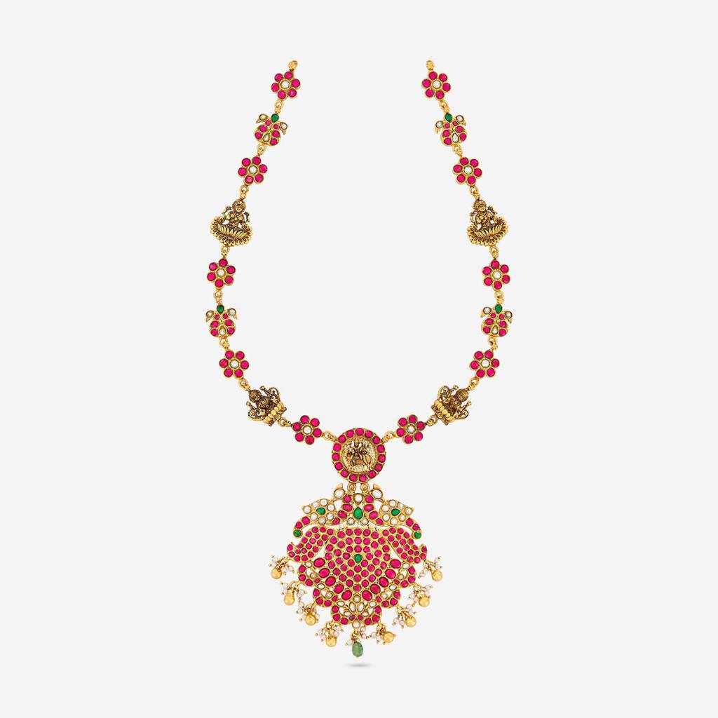 Ruby-Green Oxidised Gold - Plated Bridesmaid Temple Necklace - 464838 : 464838