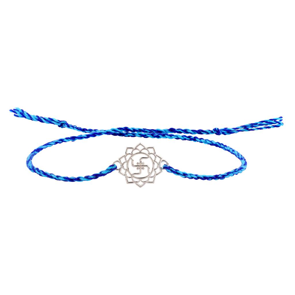 Lotus Of Blessings Swastik Designer Sterling Silver Rakhi For Him : 8905124564815