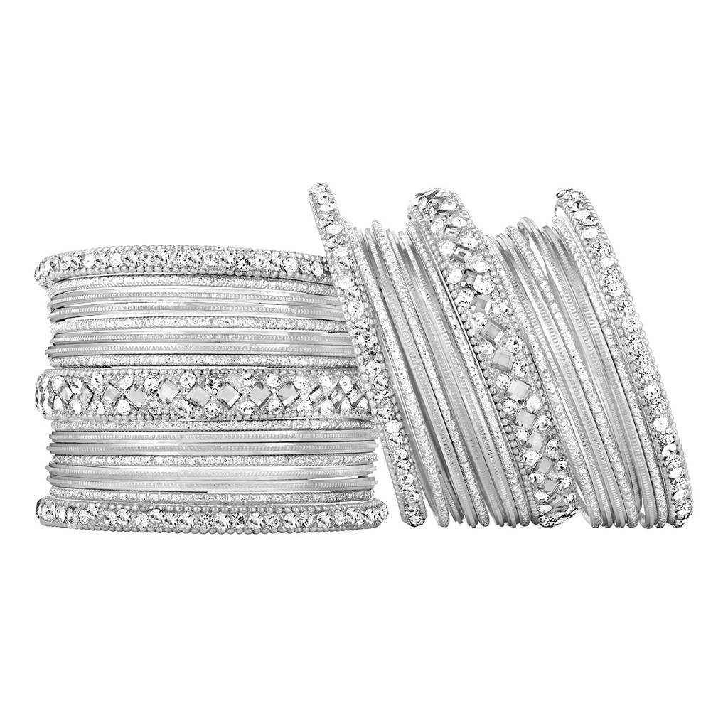 Diamond Metal Chuda Bangle Set Indian Traditional Bridal Wedding Fashion Jewellery For Women : PF51B36S