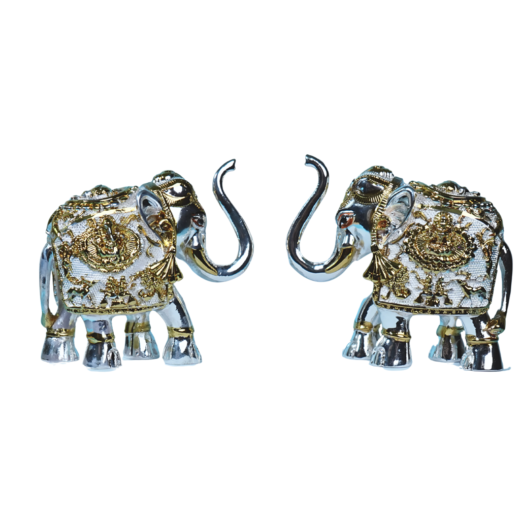 999 Silver Royal Silver Elephant Pair Decorative Figurines : SMK-GFT-HDC-007