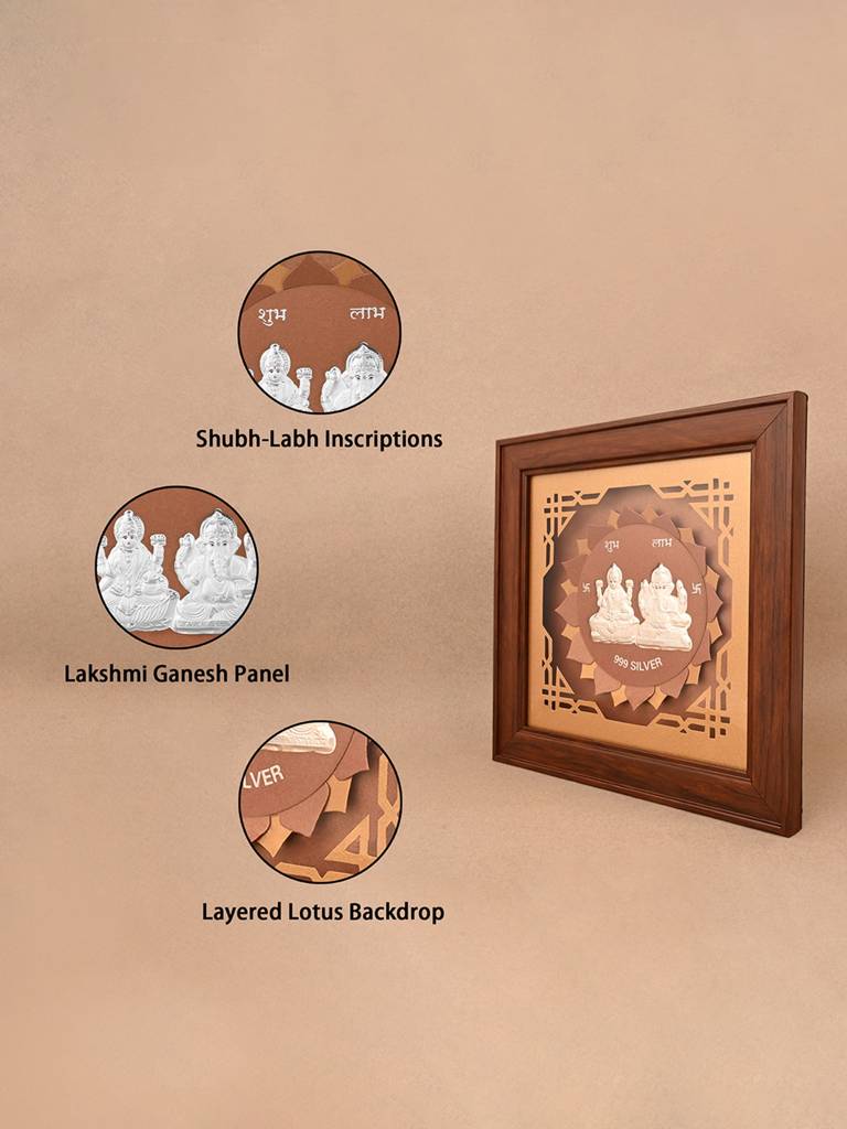 999 Silver Lakshmi Ganesh Frame : ARGFT202