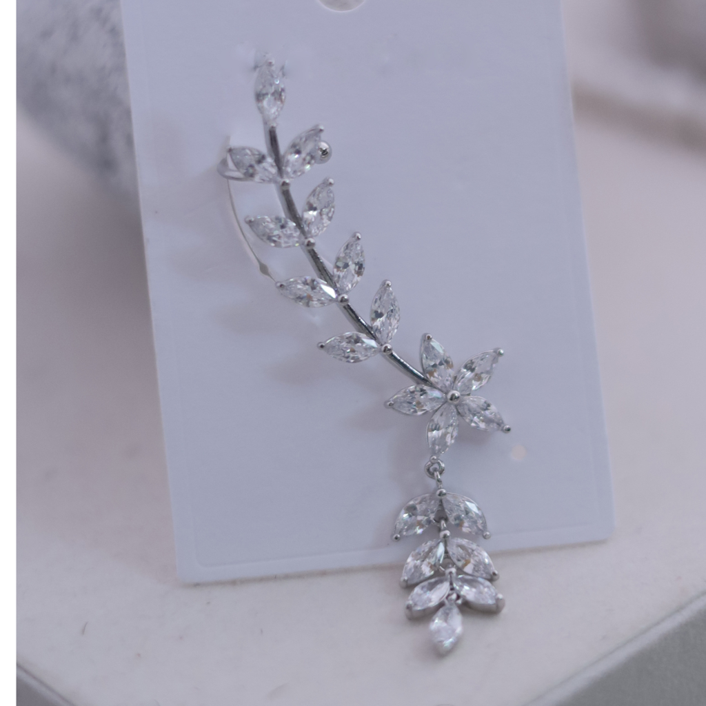 Silver Tone Marquise Cz Floral Vine Ear Cuff : RB-25A