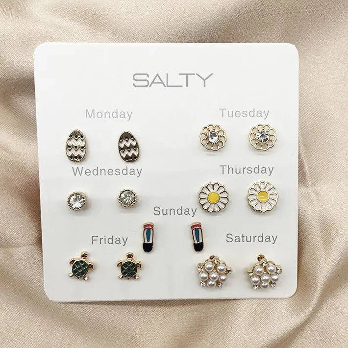 Nature Weekly 7 Stud Earrings Set : EC70127