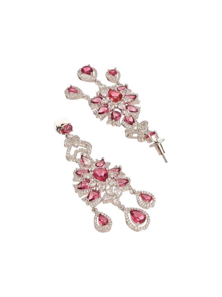 Silver Toned Chandelier Teardrop Statement Cocktail Earrings : SJER2986