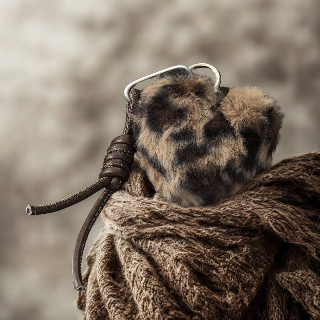 Fur Heart Bag Charm : C-BG-0034-BR
