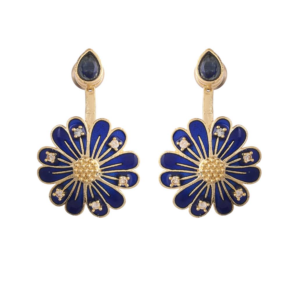 Flower Fantasy Sapphire Blue Daisy Ear Jackets : 8905124528824