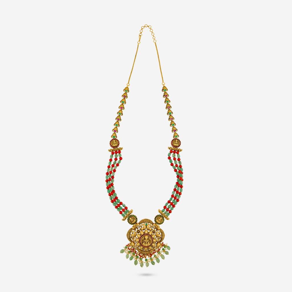 Ruby-Green-Coral Gold - Plated Bridesmaid Antique Necklace - 451835 : 451835