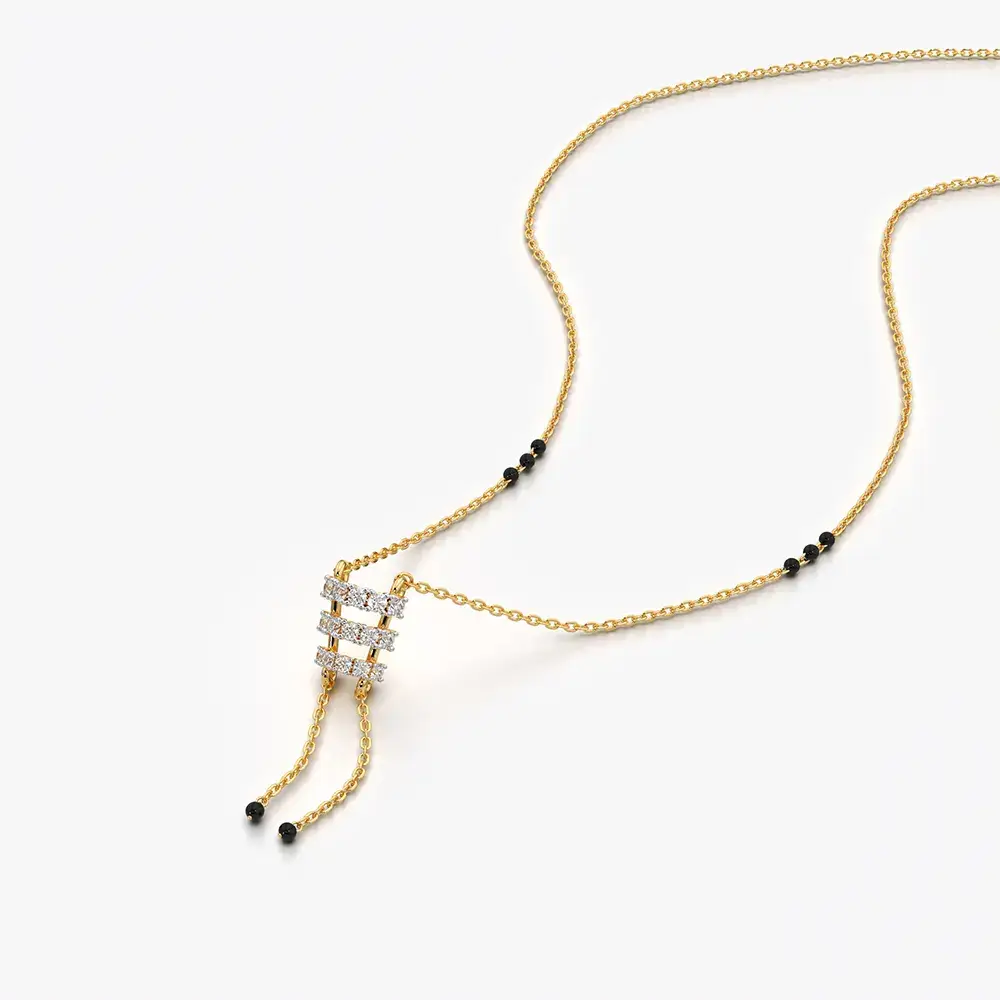 Triple Bar Tassel Drop Mangalsutra Necklace : KNM0028-Gold