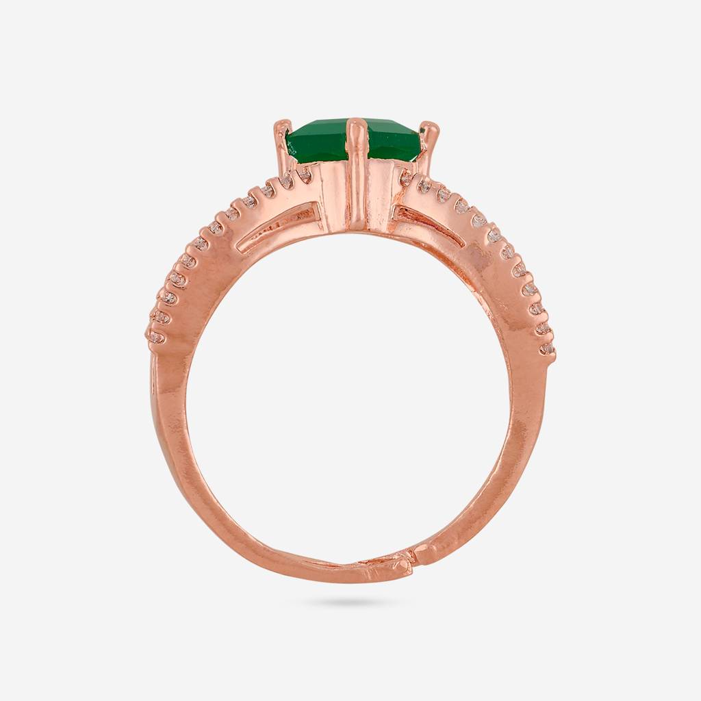 Rose Gold - Plated Party Wear Zircon Finger Ring - 463029 : 463029