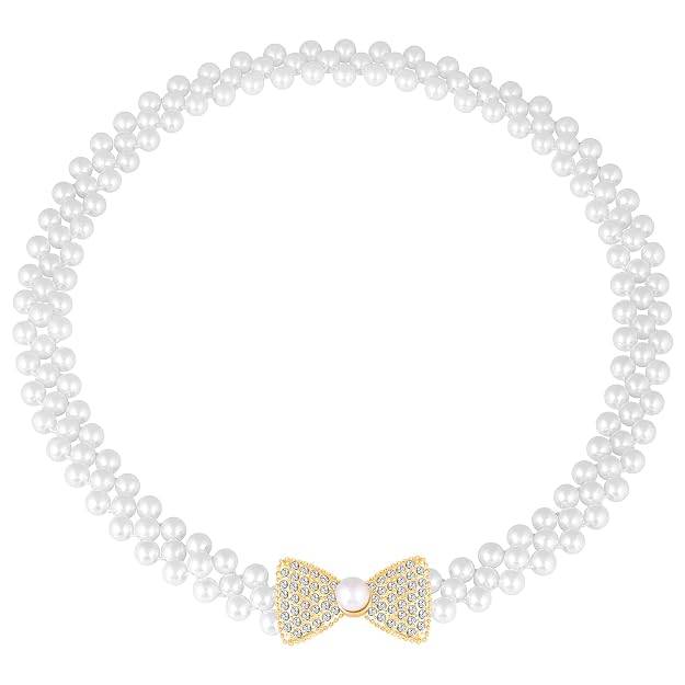 Cubic Zirconia & Pearl Studded Stylish Belly Chain Kamar Bandh Waist Belt Fashion Jewellery For Women & Girls : PX8BCH037
