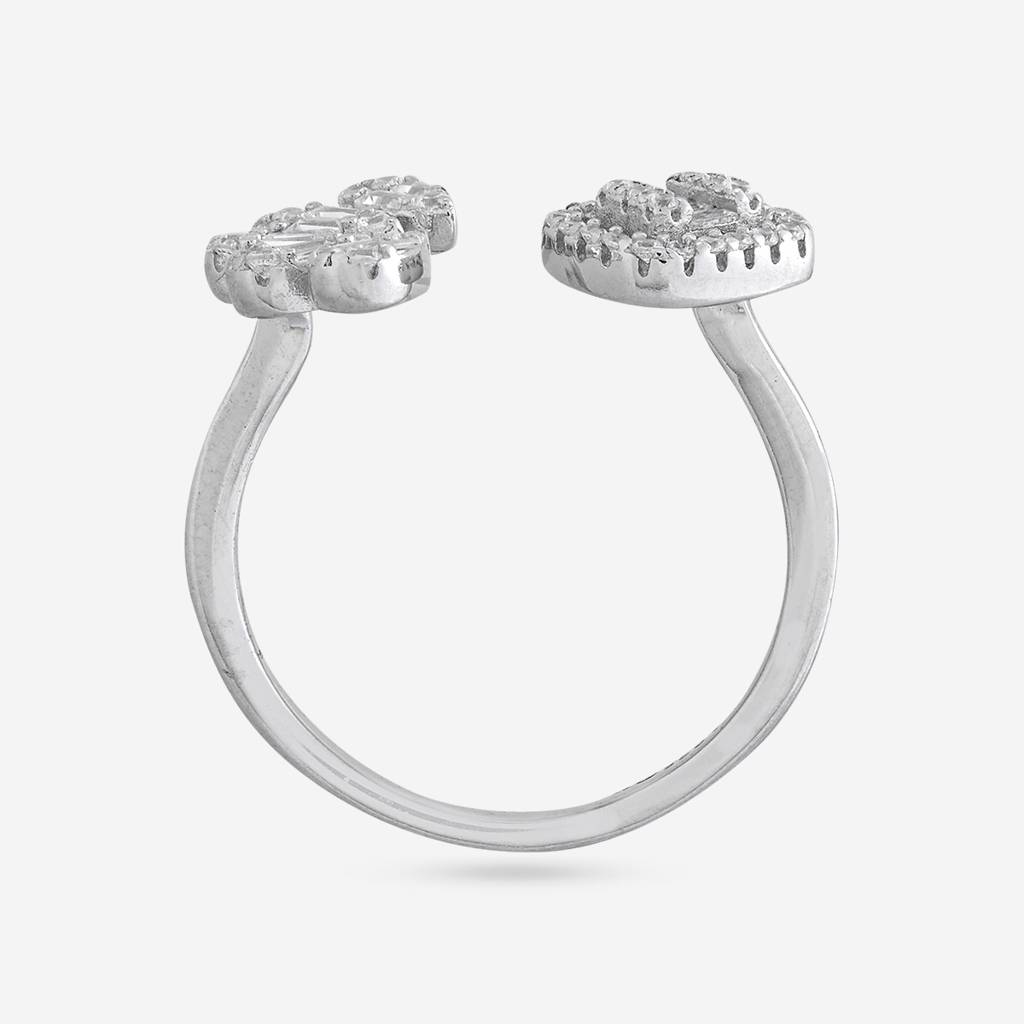 White Rodium Plated - Office Wear Silver Finger Ring - 465889 : 465889
