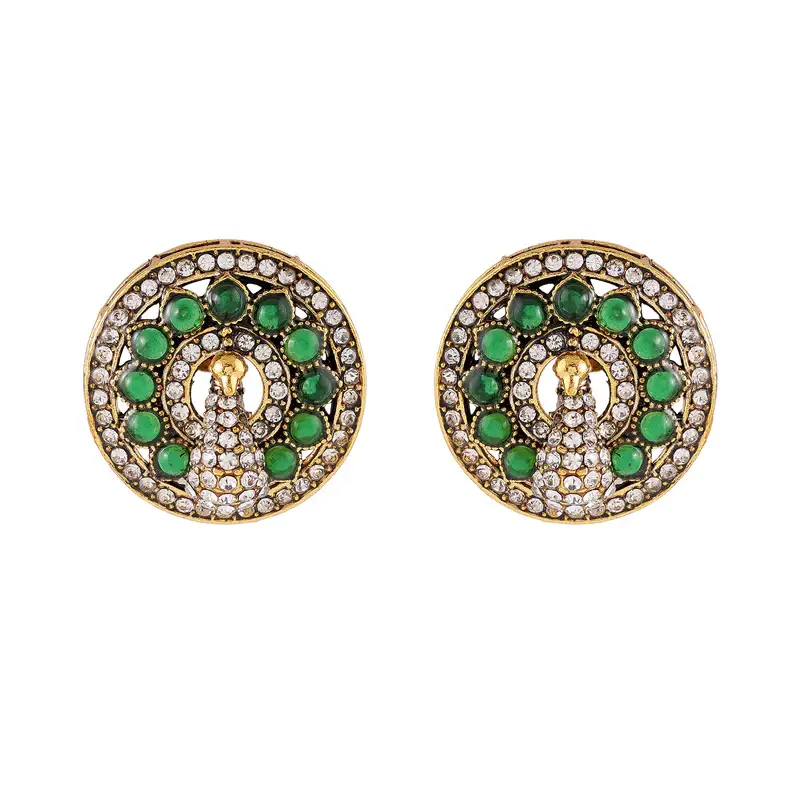 Kanak Dhara Emerald Temple Necklace Set With Maang Tikka : OSJJ-016-IG-NKERTK