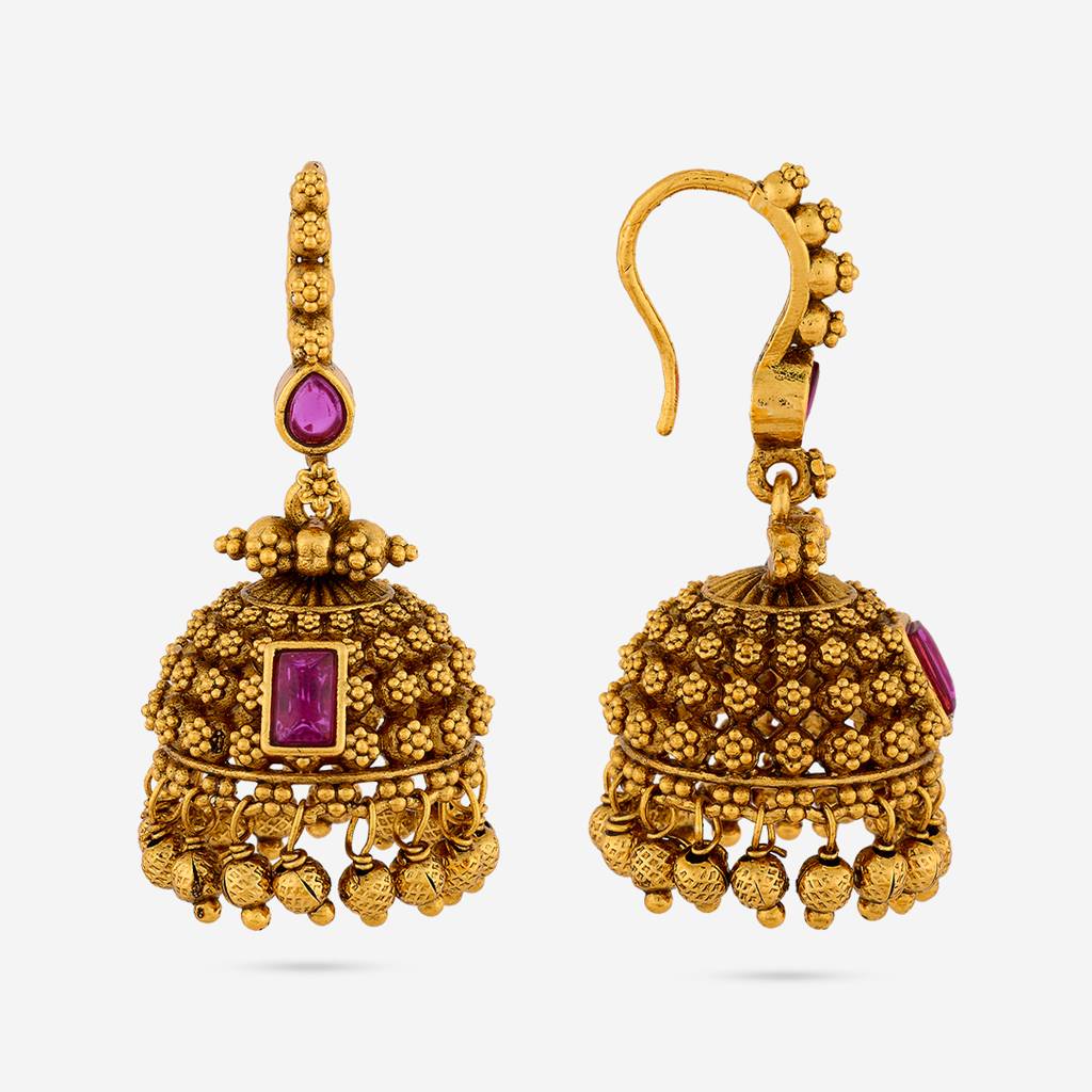 Ruby Gold - Plated Festive Antique Earring - 453123 : 453123
