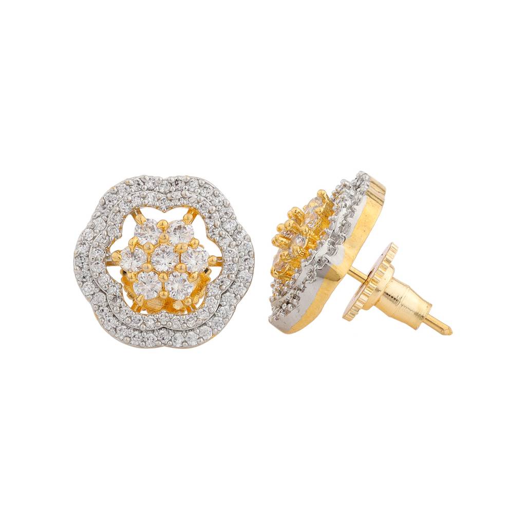 Sparkling Elegance Radiant American Diamond Stud Earrings : 8905124542370