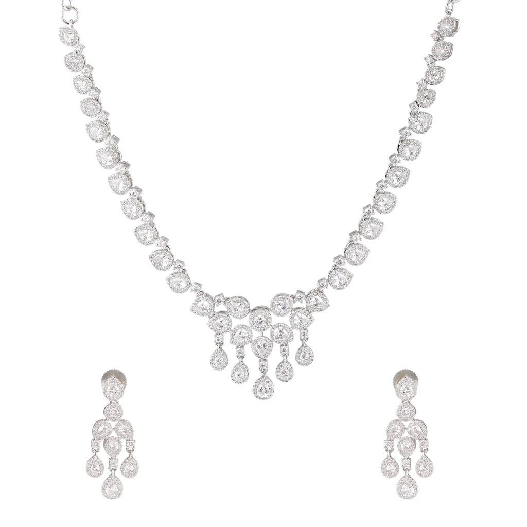 Sparkling Essentials Starfall American Diamond Necklace Set : 8905124561074