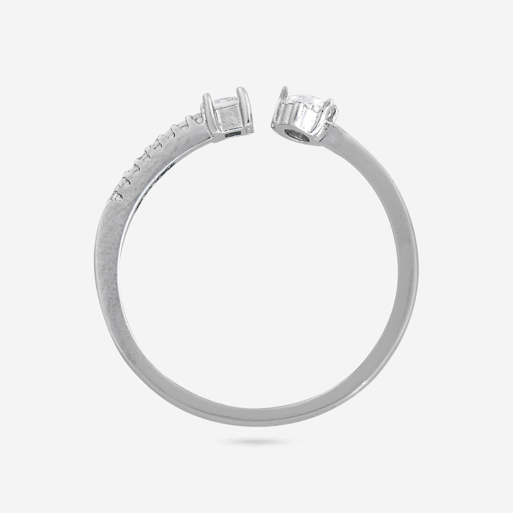 White Rodium Plated - Office Wear Silver Finger Ring - 466005 : 466005