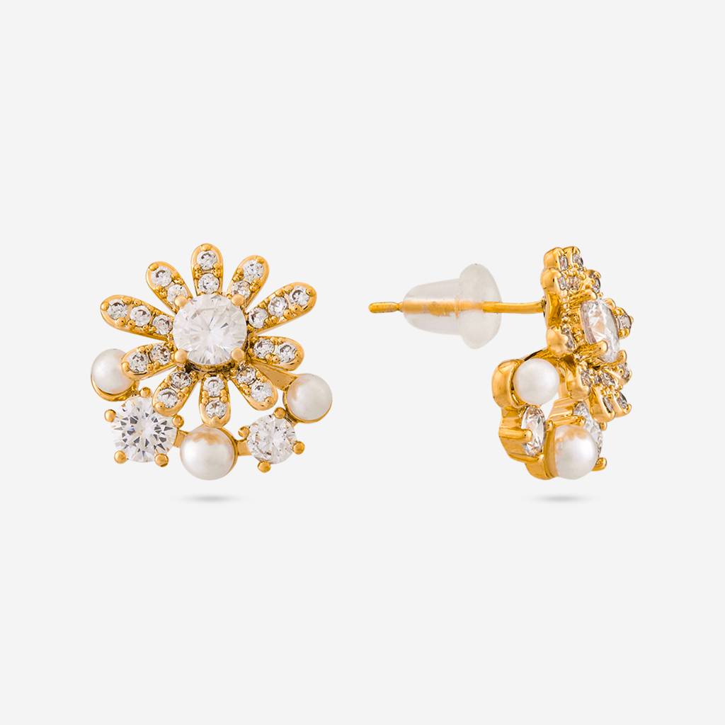 Pearl Gold - Plated Casual Wear Trendy Zircon Earring - 464753 : 464753
