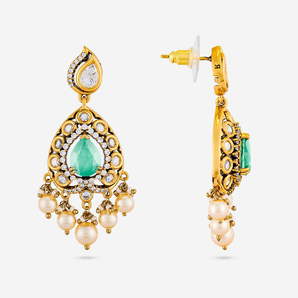 Mint Victorian - Plated Bridesmaid Kundan Earring - 458651 : 458651