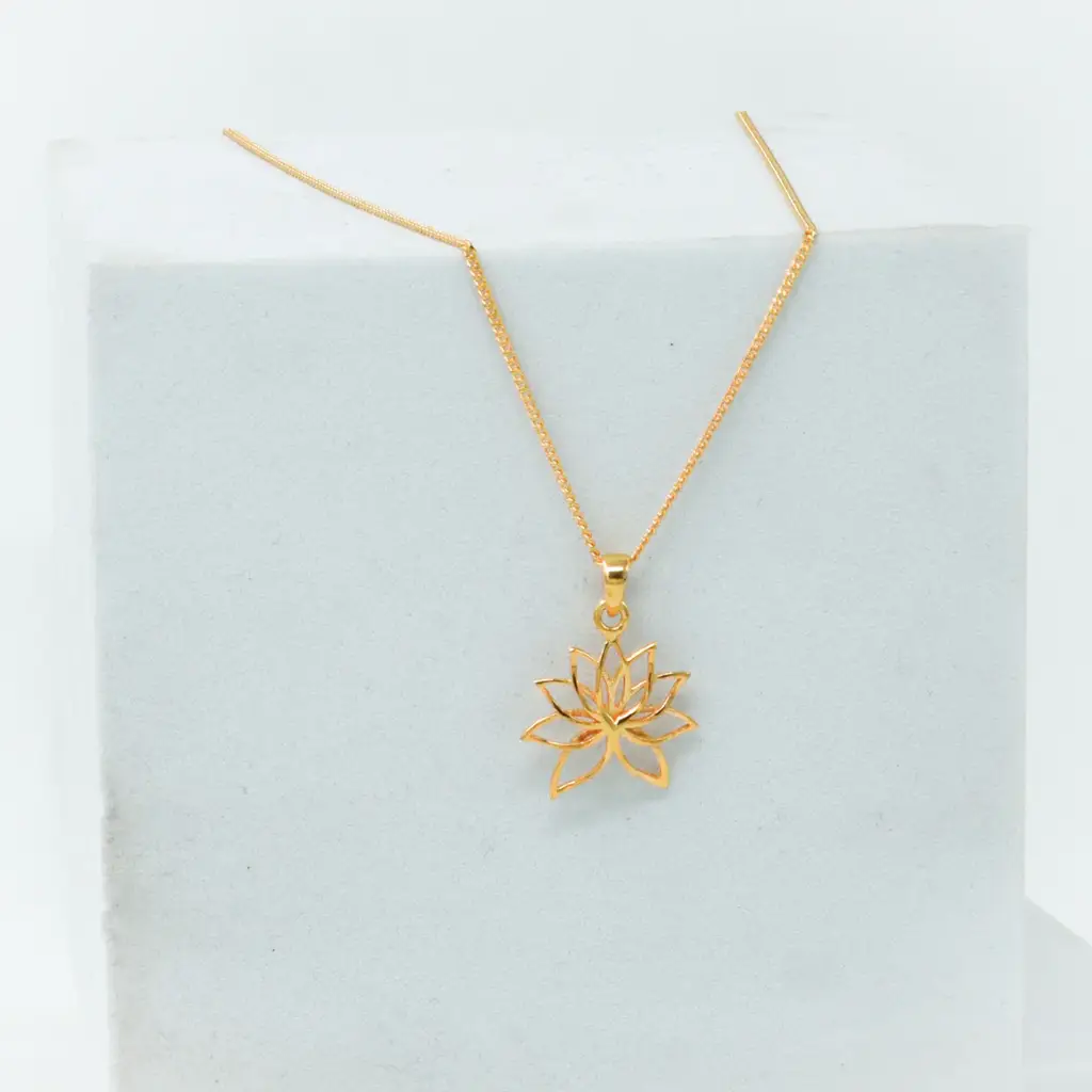 Lotus Charm Necklace |  92.5 Silver | 22K Gold Plated : 95228567