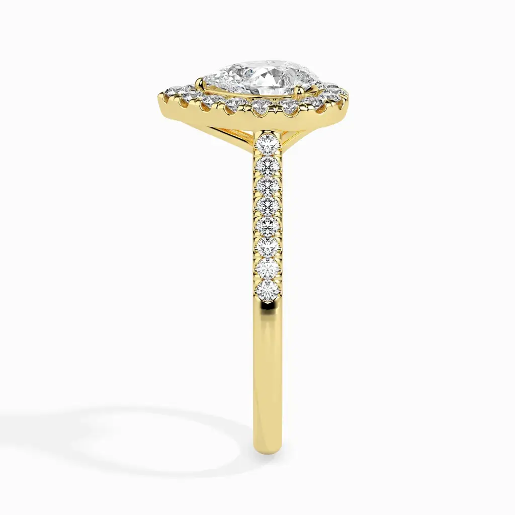1.5 Carat Pear Solitaire Ring With Halo In Diamond Band : 09kRoseZNR167F10