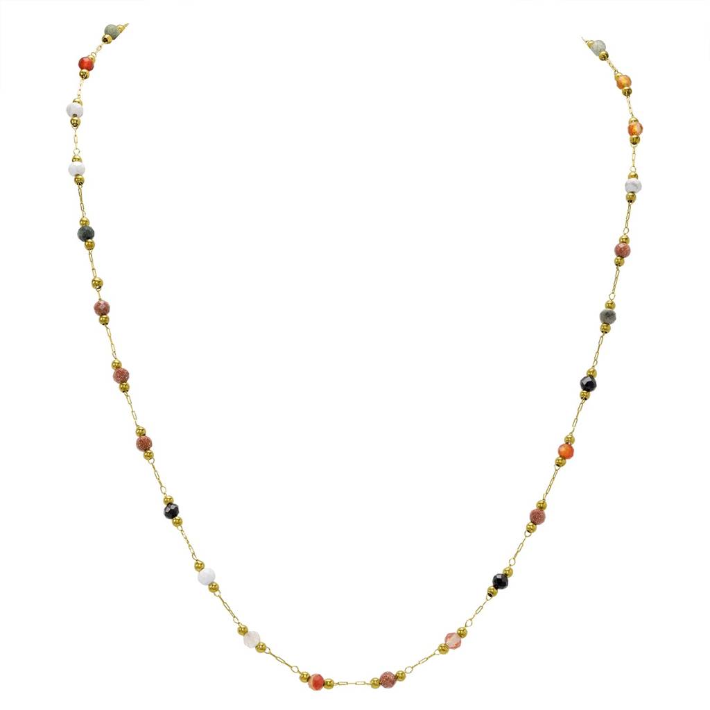 Gold Plated Antique Multicolor Chain Necklace For Women & Girls : PX9N271GML