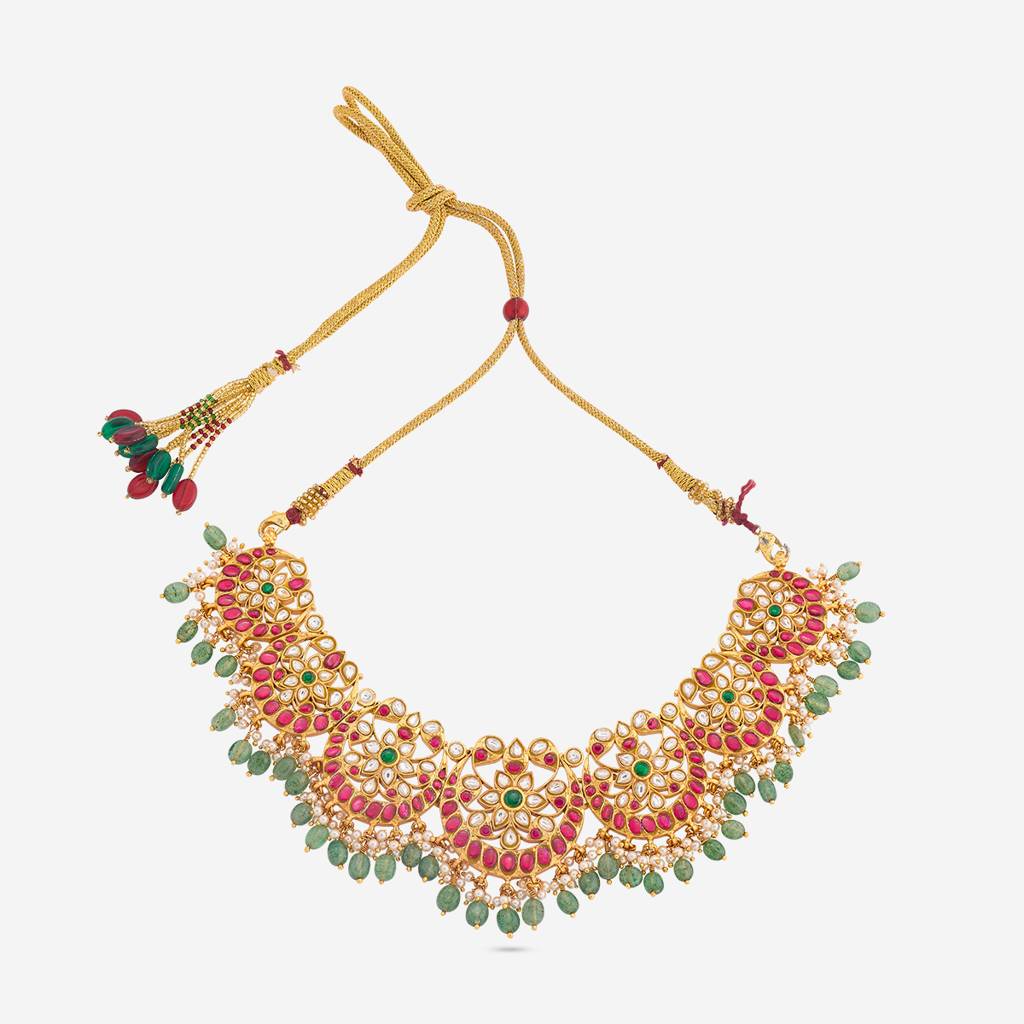 Ruby-Green Gold - Plated Bridesmaid Temple Necklace - 464827 : 464827