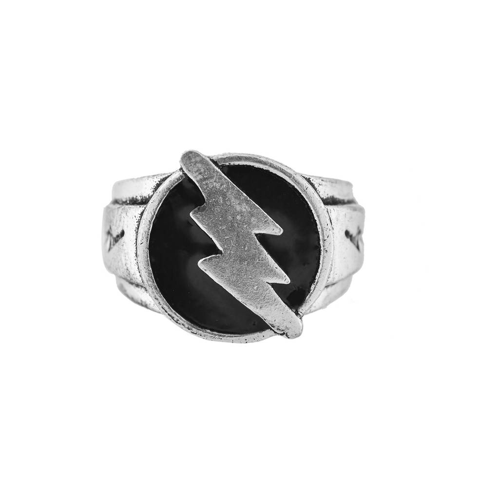 Statement Thunderbolt Silver Oxidised Men’S Ring : 8905124565737
