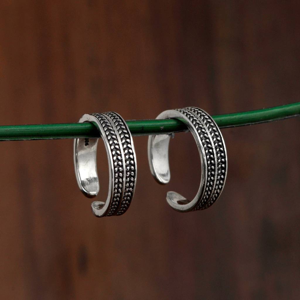 Oxidized Textured Toe Ring -Sterling Silver : TR00080