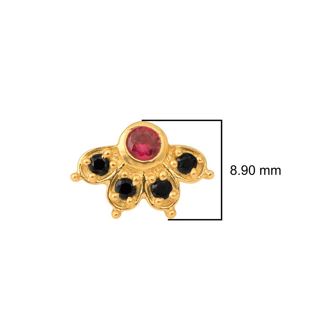 Cz Floral Nose Pin - Sterling Silver Gold Plated : NP00043_925S_W_RCZ