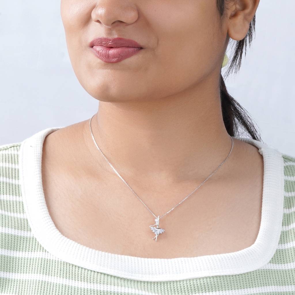 Graceful Ballerina Silver Pendant – Dance Of Elegance : TRPRDJ0113