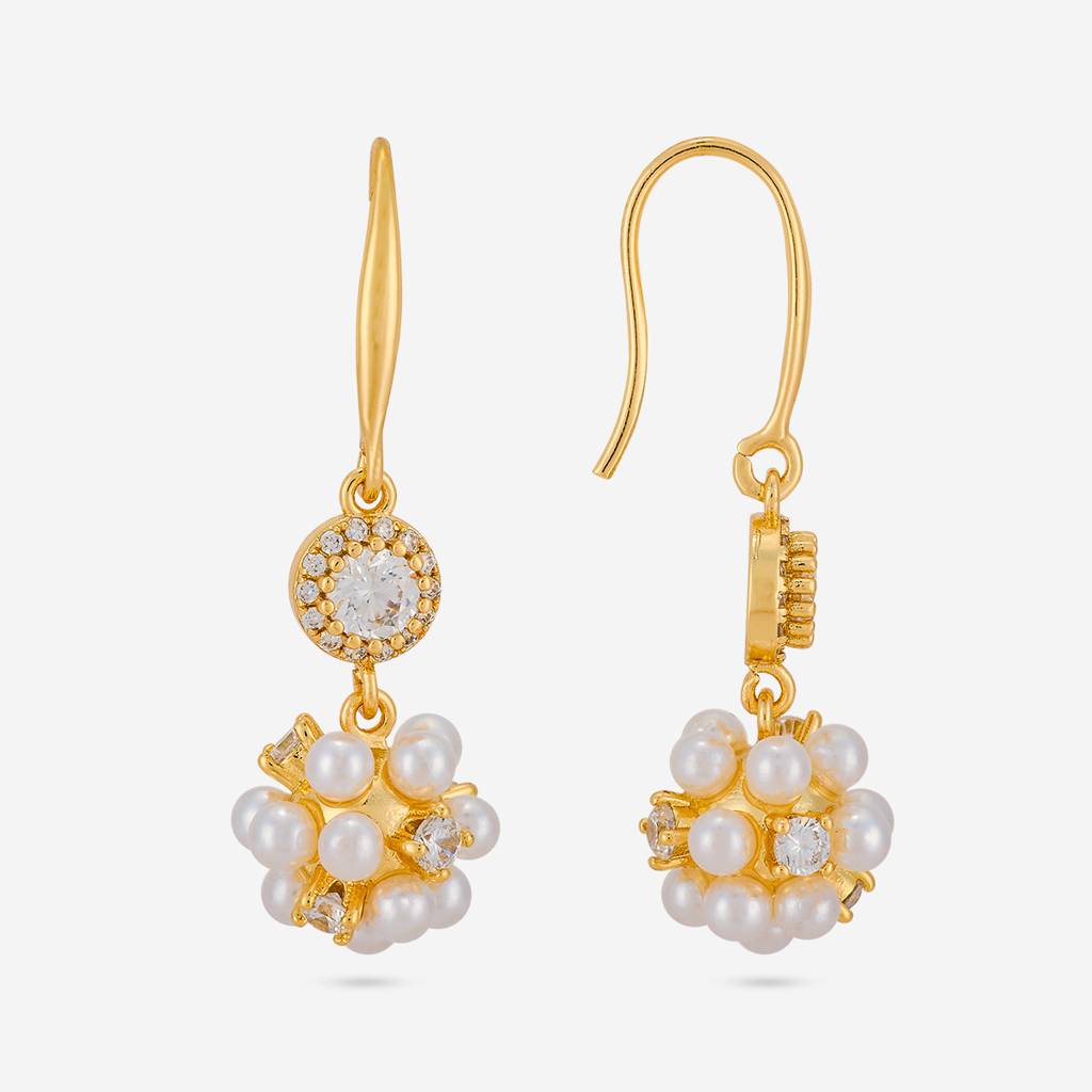 Pearl Gold - Plated Casual Wear Trendy Zircon Earring - 464624 : 464624