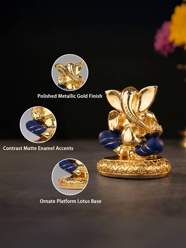 Lord Ganesha 24K Gold Plated Idol : IVGFT501