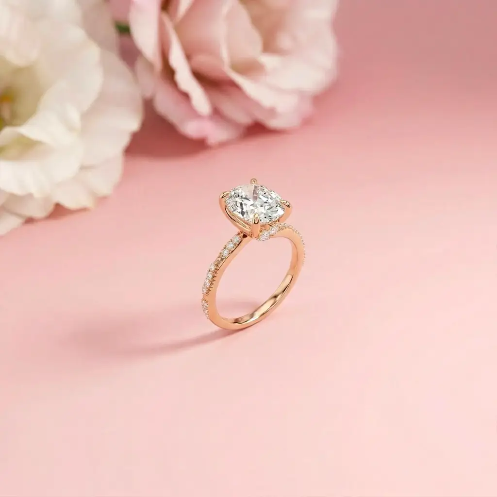 2.75Ct Moissanite Oval Solitaire Pavã© Ring : ZLM10026R-10N