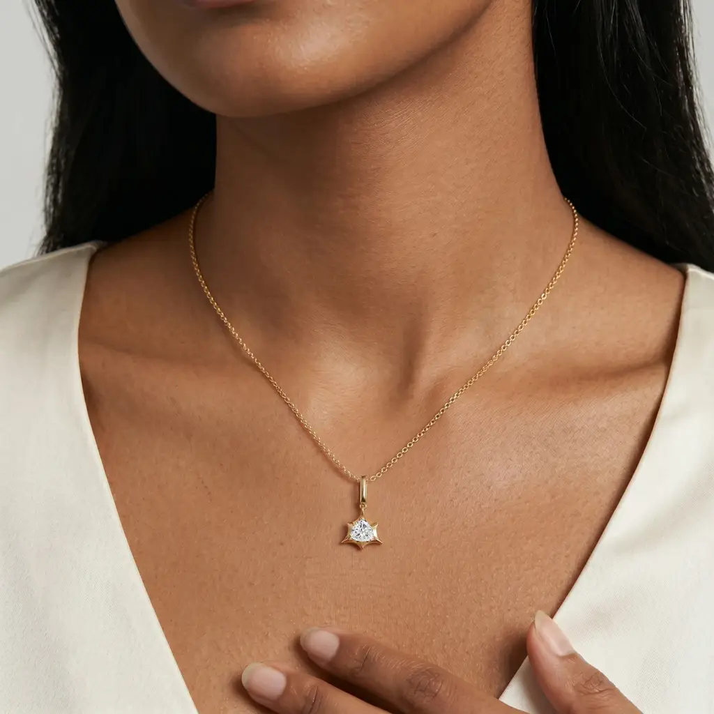 Marcelli Trillion Solitaire Pendant : LGDPE40CC-0.25_14K_YG