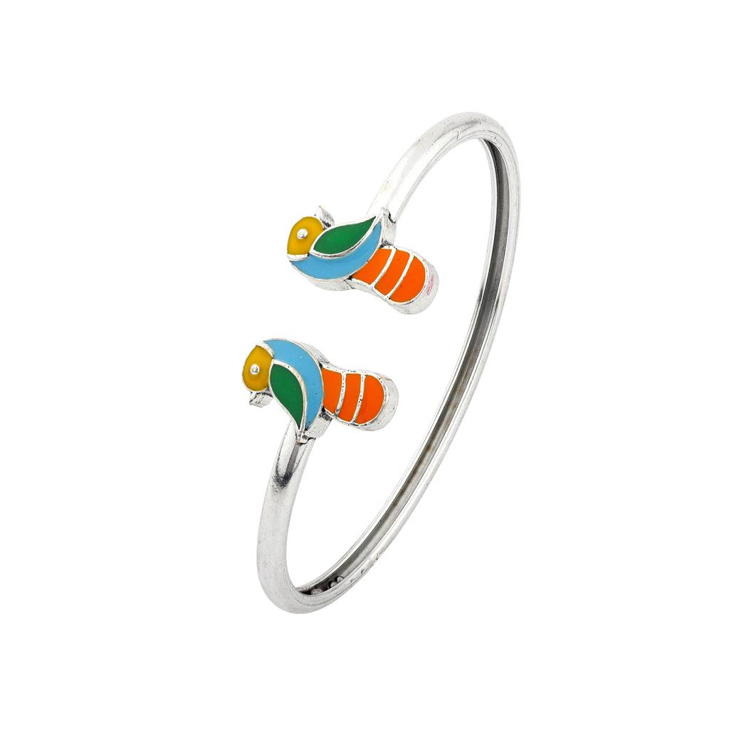 Madhubani Pakhi Oxidised Enamel Cuff Bangle : 8905124560978